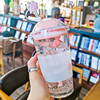 个性创意带吸管玻璃杯家用冷饮奶，茶网红学生牛奶杯子，可爱女夏水杯(夏水杯)