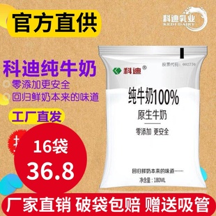 科迪原生牛奶 网红牛奶 100%纯牛奶 袋装180*16 儿童鲜牛奶整箱