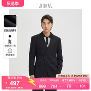 JDV男装秋冬黑色双排扣商务通勤西服戗驳领正装西装质感外套