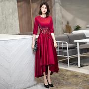 喜婆婆婚宴结婚礼服女丈母娘敬酒秋冬新款高端婚礼年轻高贵妈妈装