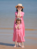 小原创亲子装102课  夏粉色减龄连衣裙海边拍照度假母女装裙