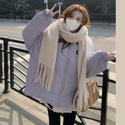 紫色棉服女装秋冬季2021韩版面包服设计感小个子加厚棉衣外套