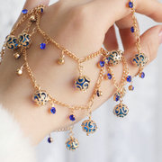 蓝色多瑙河原创西域风蓝色珠子，链条diy古风发簪服装饰品配件
