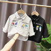 男童宝宝时尚竖条纹长袖，衬衫婴儿童装2022春秋，韩版中小童卡通上衣
