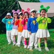 儿童彩色演出服啦啦队套装小学生秋季运动会班服糖果色幼儿舞蹈服