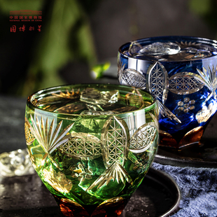 中国国家博物馆海晏河清手工，玻璃杯浮雕杯子复古新婚新年礼物