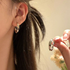 s925纯银冷淡风耳圈圈耳环2023耳钉小众设计感耳扣耳饰女