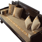 冬季红木沙发坐垫毛绒实木家具带靠背中式沙发垫罗汉床垫套罩