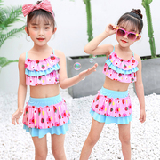 儿童泳衣女分体中大童可爱裙式宝宝泳装套装小学生韩版女童游泳衣