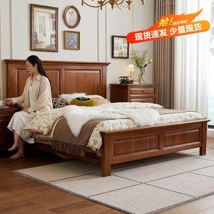 卡娜斯美式实木床全实木双人大床简约箱体储物主卧家具1.8米收纳