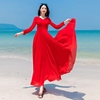 波西米亚夏季长裙修身显瘦雪纺连衣裙海边度假沙滩裙超仙2024
