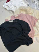 韩系粉色短袖针织衫女春装，纯色上衣柔软亲肤外穿洋气打底衫薄毛衫