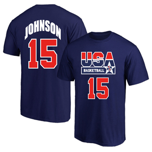梦一美国篮球梦之队92年国家队15号魔术师约翰逊球衣训练短袖T恤