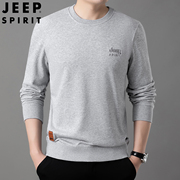 jeep卫衣男春季中年老爸，休闲圆领打底衫，春装男士运动长袖t恤