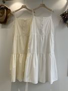 日韩森女系夏季蕾丝，拼接纯棉布吊带连衣裙，长款叠穿裙子女单层衬裙