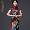 老上海旗袍女夏装中长款日常短袖改良复古真丝旗袍裙桑蚕丝年轻款