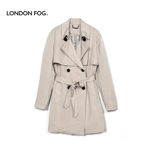 伦敦雾风衣女士春夏翻领双排扣莱赛尔中长款纯色休闲舒适外套