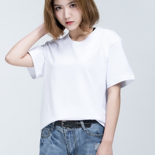 大款短袖t恤女装夏季2024韩国小众品牌特大码，纯棉宽松打底衫