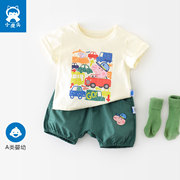 小猪佩奇2024夏季套装新生儿圆领短袖T恤儿童韩版短裤两件套