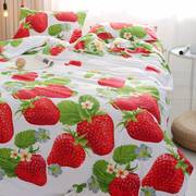 写实3d图案大草莓床单，被套四件套纯棉，全棉床品秋冬加厚网
