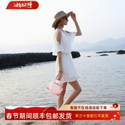 白色三亚旅游穿搭女装泰国海岛度假连衣裙女套装小个子海边沙滩裙
