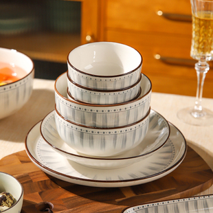 舍里日式陶瓷碗高级感餐具菜盘饭碗汤碗家用2023网红碗碟套装