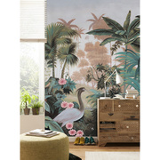 卧室客厅玄关风景壁画美式墙纸复古植物花鸟壁纸 安达曼岛