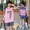 女童篮球服套装儿童夏季速干训练服女生背心队服女孩运动粉色球衣