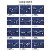 幸运十二星座月光石，手链女生纯银双鱼座，白羊金牛双子巨蟹生日礼物