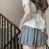 收腰衬衫jk纯欲学院风，设计感上衣辣妹学姐修身长袖，短袖白色衬衣女