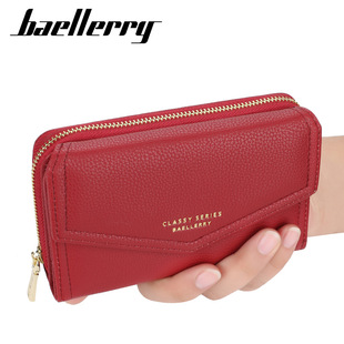 baellerry女士短款钱包韩版大容量三折拉链零钱包荔枝纹女包