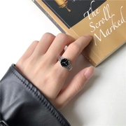 欧美嘻哈时尚手表式设计戒指男女，复古表盘指环，个性冷淡风食指环