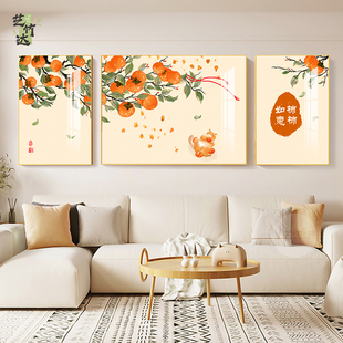 新中式客厅装饰画沙发背景墙挂画三联画壁画现代简约电视背景墙画