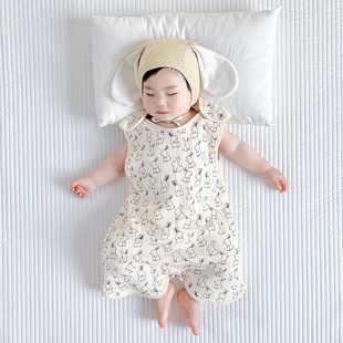 宝宝睡袋春夏薄款纯棉纱布无袖背心，婴儿新生儿童，睡觉防踢被空调房