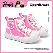 barbie芭比女童鞋子2024春秋时尚，潮中大童，运动鞋高帮儿童板鞋