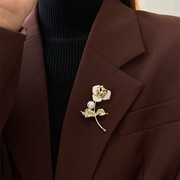 玫瑰花珍珠胸针优雅时尚气质高档西装配饰2023年小众设计百搭