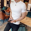 短袖t恤男士韩版潮流夏季修身半高领，半袖精神小伙潮牌体桖打底衫