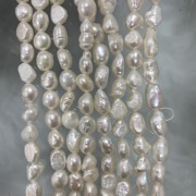 个性毛衣淡水珍珠78mm两面，光皱皮强光，竖孔巴洛克diy项链手链