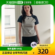 韩国直邮Rocci Rocci T恤男女款短袖灰色圆领字母印花宽松夏季