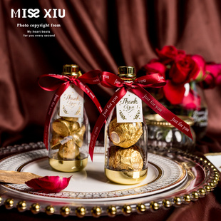 MISSXIU路易王妃欧式婚礼结婚喜糖盒透明塑料香槟瓶小号糖果瓶