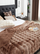 高端复合兔毛短绒休闲盖毯轻奢高级沙发毯毛毯柔软保暖绒毯卧室毯