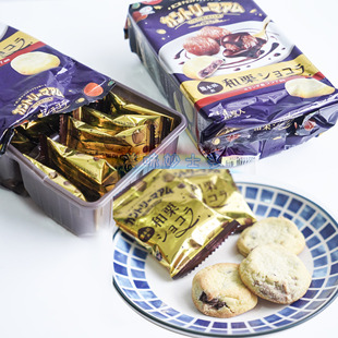 日本进口不二家FUJIYA栗子巧克力味夹心曲奇饼干144g/14p临期