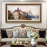 欧式风景客厅装饰画大幅沙发背景挂画美式复古怀旧餐厅风水壁画