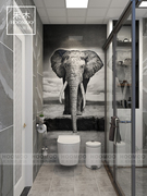 禾木瓷砖卫生间厕所现代轻奢玄关客厅沙发岩板背景墙砖艺术画大象