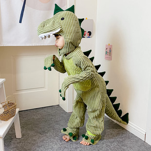 万圣节儿童服装男童女童cosplay恐龙霸王龙亲子表演动物造型衣服