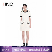 yaozonku设计师品牌，iinc23ss贴袋长款短袖拼色连衣裙女