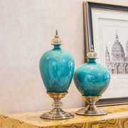 欧式陶瓷花瓶摆件轻奢高档电视柜家居饰品客厅餐桌三件套插花干花