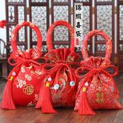 婚庆创意结婚伴手礼锦缎，喜糖袋子婚庆用品，中国风喜糖盒喜蛋包装