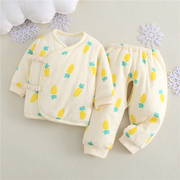 新生儿和尚服秋冬纯棉1初生婴儿保暖衣服，冬装0-4个月宝宝夹棉套装