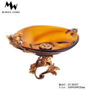 水果盘珐琅彩欧式水晶玻璃果盘，创意家用现代客厅，茶几高脚果盆摆件